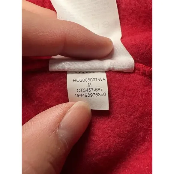 Air Jordan Black Toe 1s Holiday Red Hoodie Sweatshirt Mens Medium CT3457-687 - Picture 7 of 7